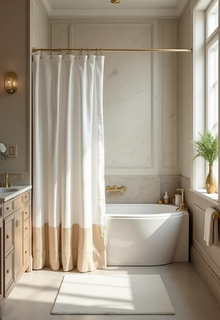 20 Modern Bathroom Designs That Turn Small Spaces into Luxe Retreats (You Won't Believe #5!) - 11. Elegant Shower Curtains