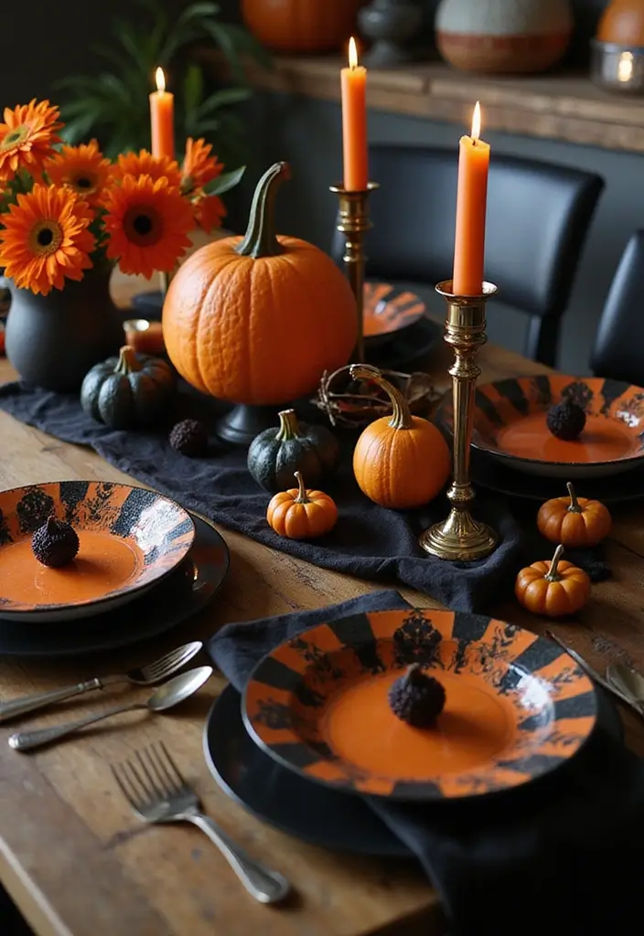 20 Spooktacular Halloween Decoration Ideas That Will Haunt Your Neighbors (You Won't Believe #15!) - 13. Halloween Table Setting