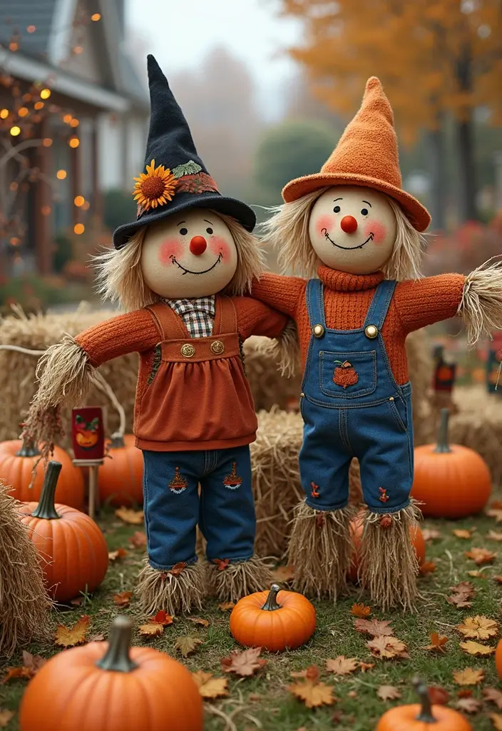 20 Spooktacular Halloween Decoration Ideas That Will Haunt Your Neighbors (You Won't Believe #15!) - 16. Scarecrows in the Yard