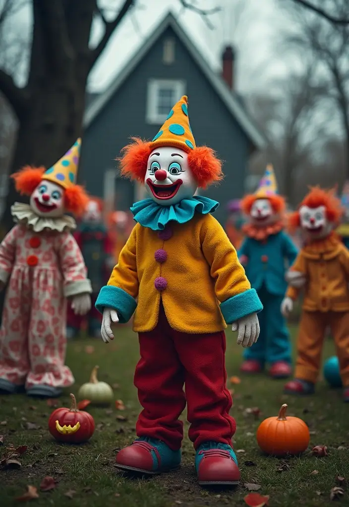 20 Spooktacular Halloween Decoration Ideas That Will Haunt Your Neighbors (You Won't Believe #15!) - 4. Creepy Clowns in the Yard