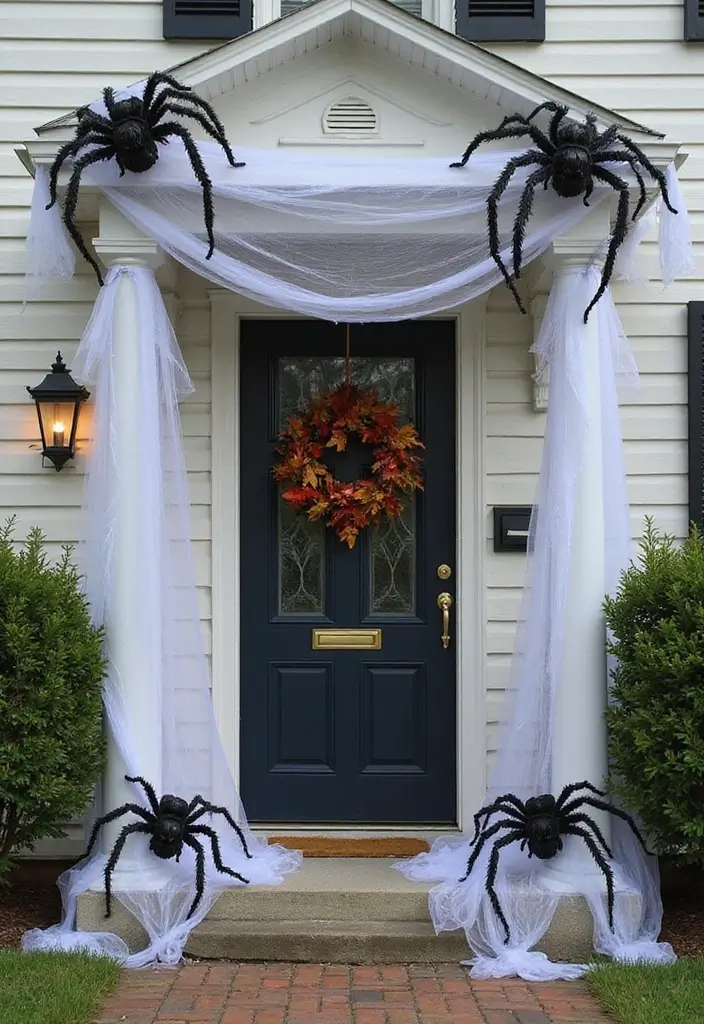 20 Spooktacular Halloween Decoration Ideas That Will Haunt Your Neighbors (You Won't Believe #15!) - 5. Spider Webbed Porch