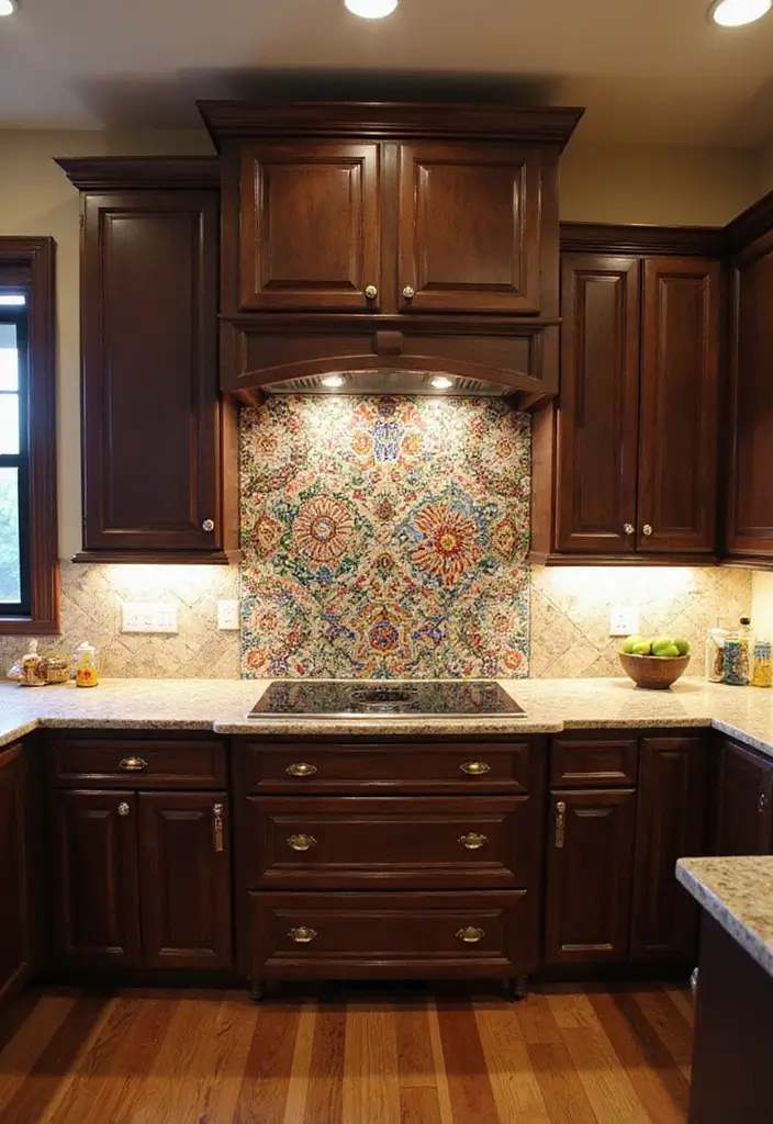 20 Stunning Kitchen Backsplash Ideas for Dark Wood Cabinets (You Won't Believe #9!) - 11. Artistic Tile Murals