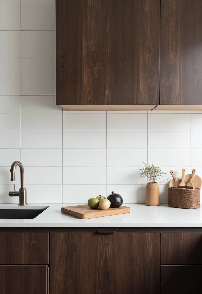 20 Stunning Kitchen Backsplash Ideas for Dark Wood Cabinets (You Won't Believe #9!) - 12. Clean White Shaker Panels