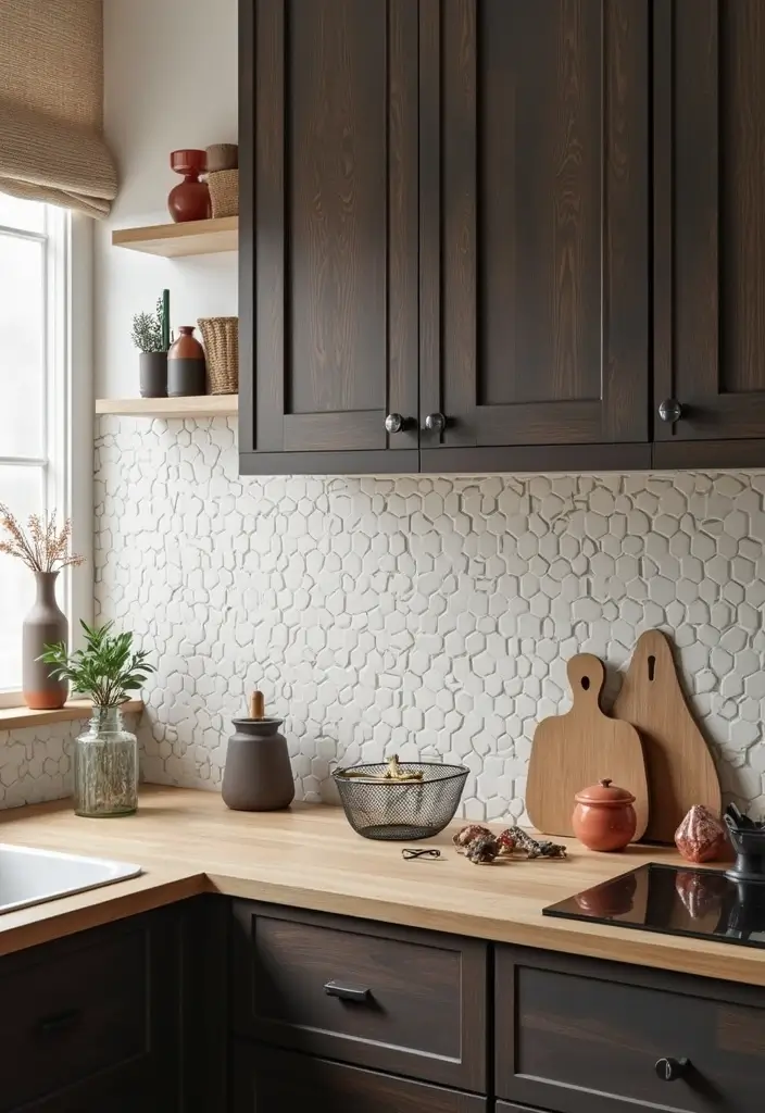 20 Stunning Kitchen Backsplash Ideas for Dark Wood Cabinets (You Won't Believe #9!) - 18. Chic Hexagonal Tiles