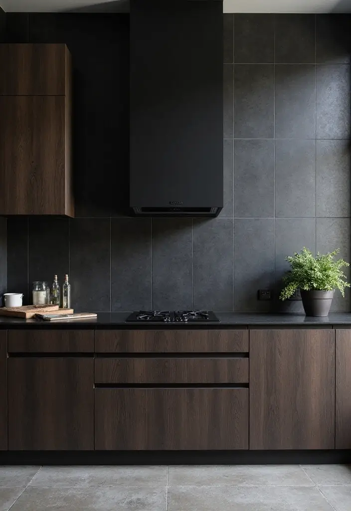 20 Stunning Kitchen Backsplash Ideas for Dark Wood Cabinets (You Won't Believe #9!) - 5. Matte Black Tiles