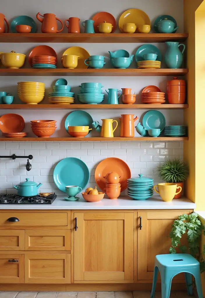 20 Stunning Kitchen Remodel Ideas on a Budget (You Won't Believe #5!) - 13. Use Colorful Dishware