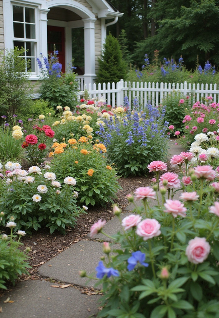 20 Stunning Low Maintenance Flower Beds to Transform Your Front Yard (You Won't Believe #4!) - 8. Cottage Garden Charm