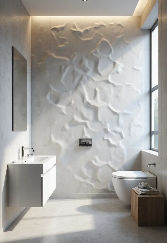 20 Stunning Modern Bathroom Designs Featuring Unique Tiles You Must Try! - 15. 3D Wall Tiles