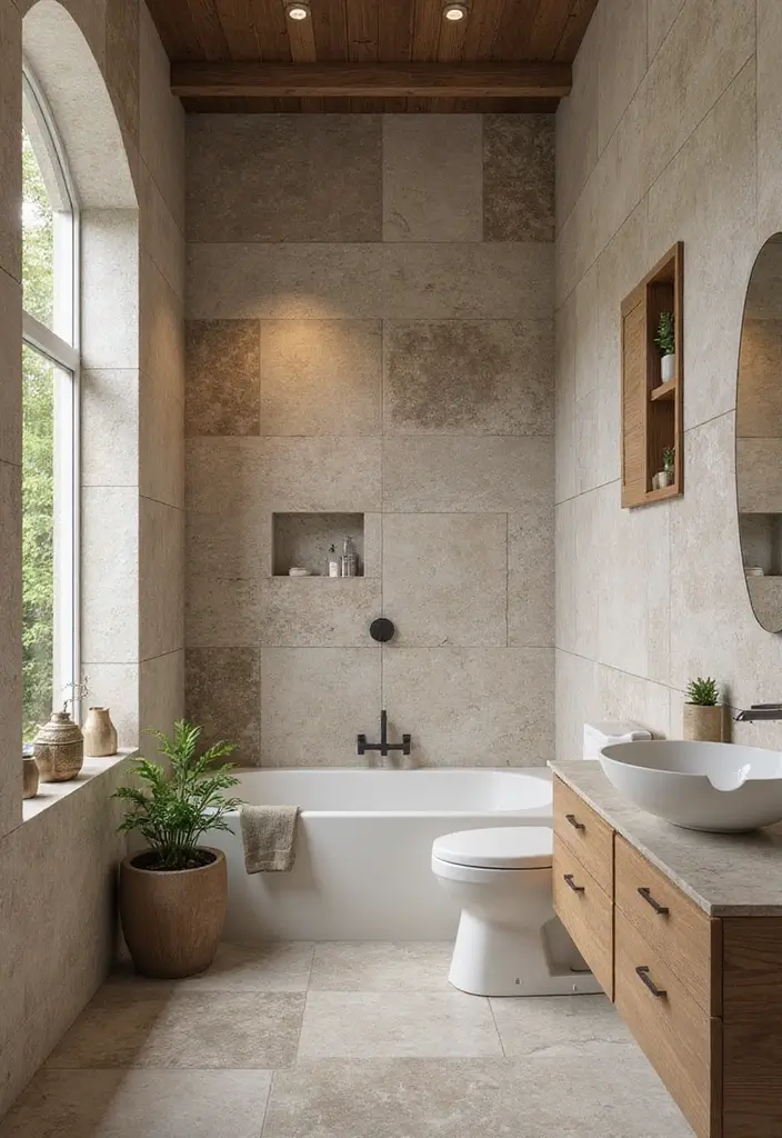20 Stunning Modern Bathroom Designs Featuring Unique Tiles You Must Try! - 4. Nature-Inspired Tiles