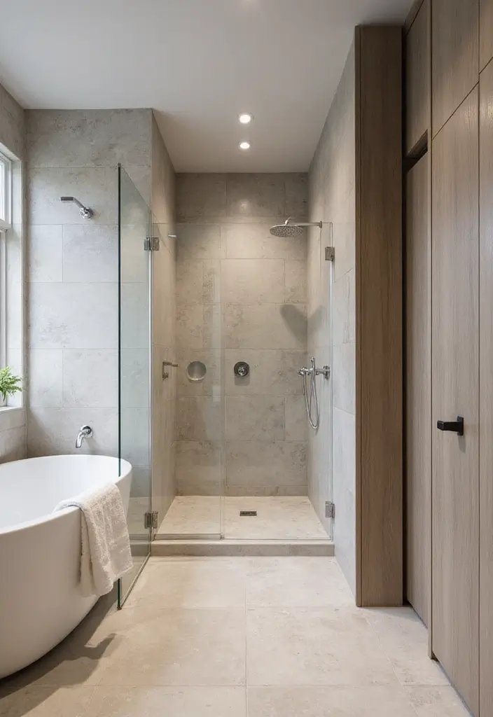 20 Stunning Modern Bathroom Designs Featuring Unique Tiles You Must Try! - 9. Transition Tiles