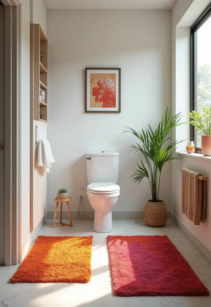 20 Stunning Modern Bathroom Ideas on a Budget for Small Spaces That Will Blow Your Mind! - 20. Colorful Bath Mats