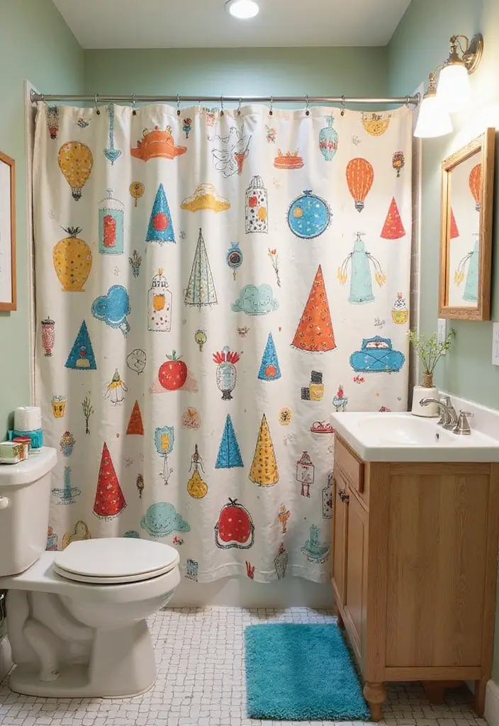 20 Stunning Small Bathroom Ideas on a Budget That Will Blow Your Mind! - 17. Fun Shower Curtains