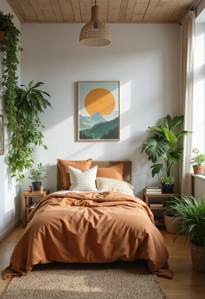 20 Stunning Small Bedroom Ideas with Single Beds That Will Transform Your Space! - 16. Nature-Inspired Decor