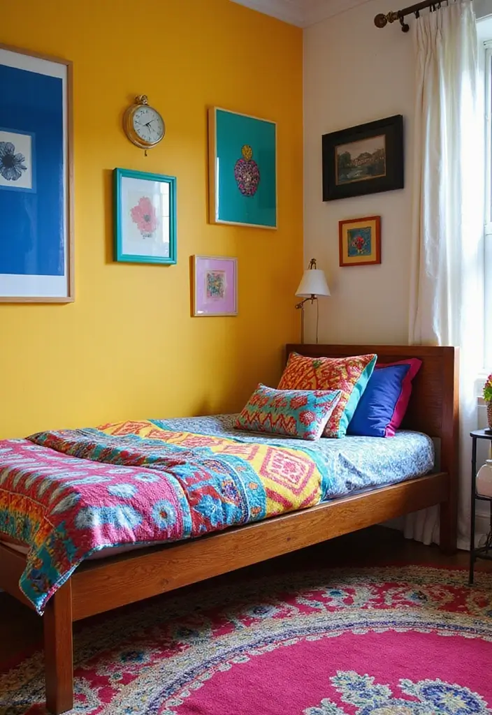 20 Stunning Small Bedroom Ideas with Single Beds That Will Transform Your Space! - 8. Color Pop