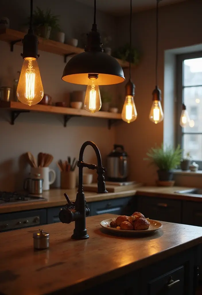 20 Vintage Kitchen Decor Ideas That Will Make You Want to Cook Every Day! - 10. Unique Light Fixtures
