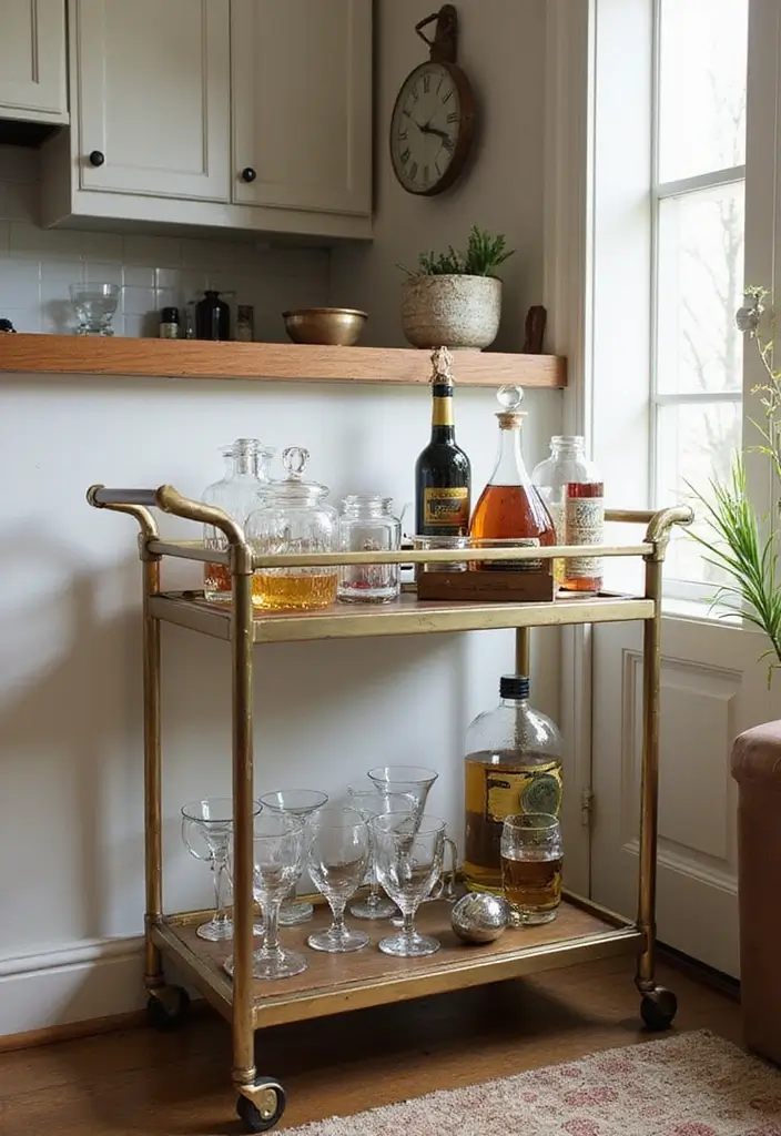 20 Vintage Kitchen Decor Ideas That Will Make You Want to Cook Every Day! - 12. Retro Bar Carts