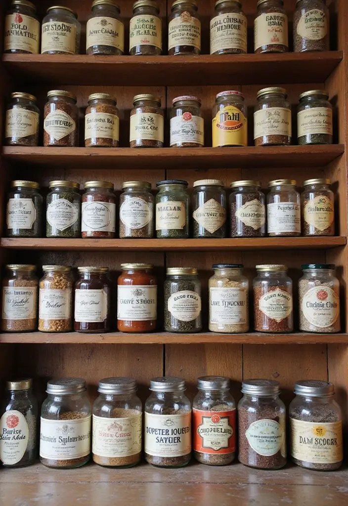 20 Vintage Kitchen Decor Ideas That Will Make You Want to Cook Every Day! - 20. Vintage Spice Jars