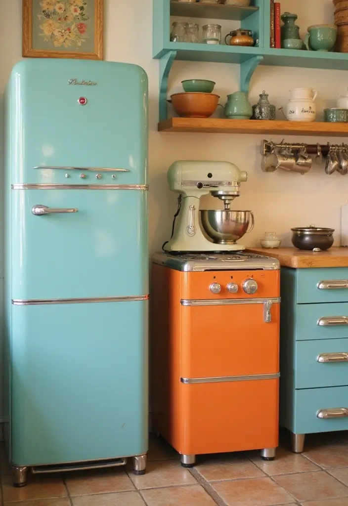 20 Vintage Kitchen Decor Ideas That Will Make You Want to Cook Every Day! - 6. Retro Kitchen Appliances