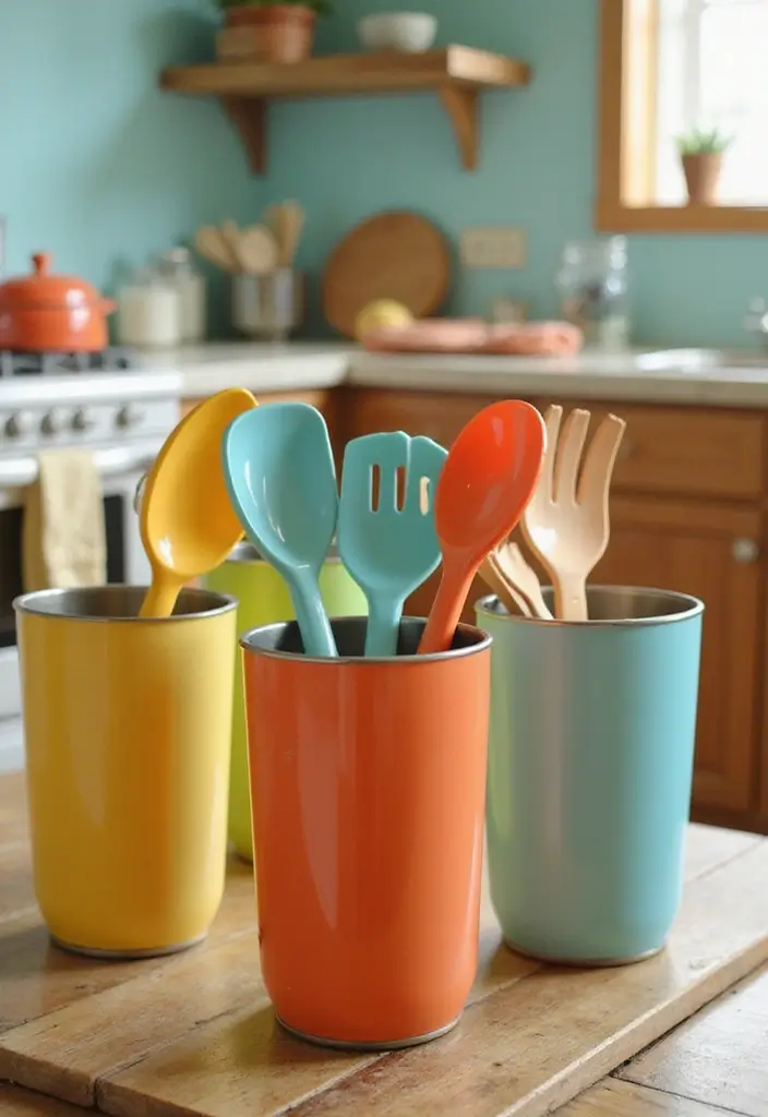 20 Vintage Kitchen Decor Ideas from the 1950s That'll Make You Say 'Take Me Back!' - 11. Retro Utensil Holders