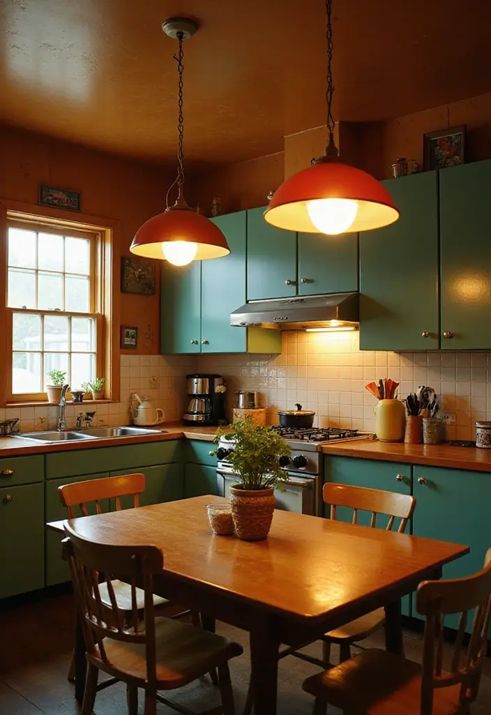 20 Vintage Kitchen Decor Ideas from the 1950s That'll Make You Say 'Take Me Back!' - 16. Retro Light Fixtures