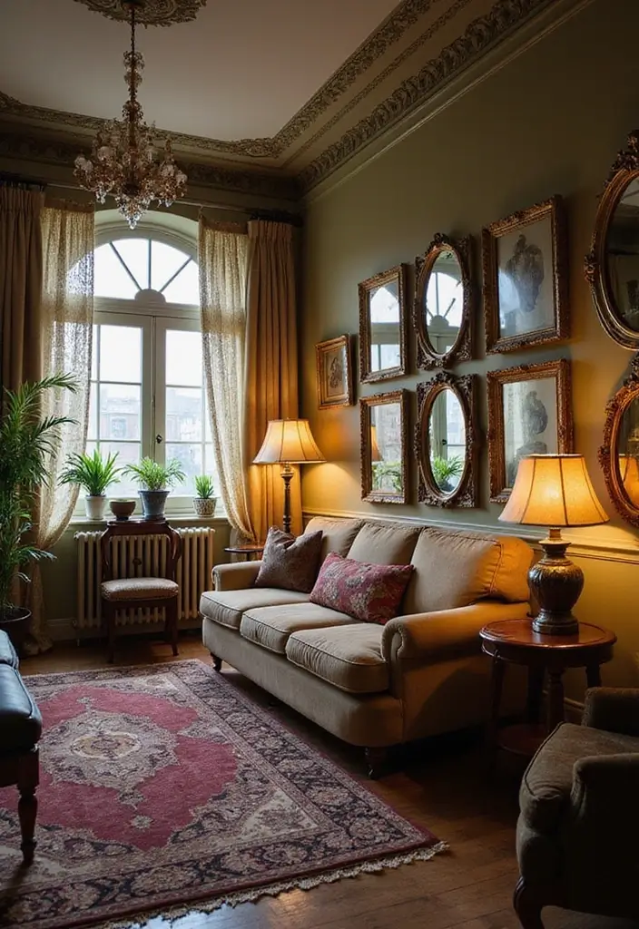 20 Vintage Warm and Cozy Living Room Designs That'll Make You Want to Snuggle Up! - 11. Vintage Mirrors