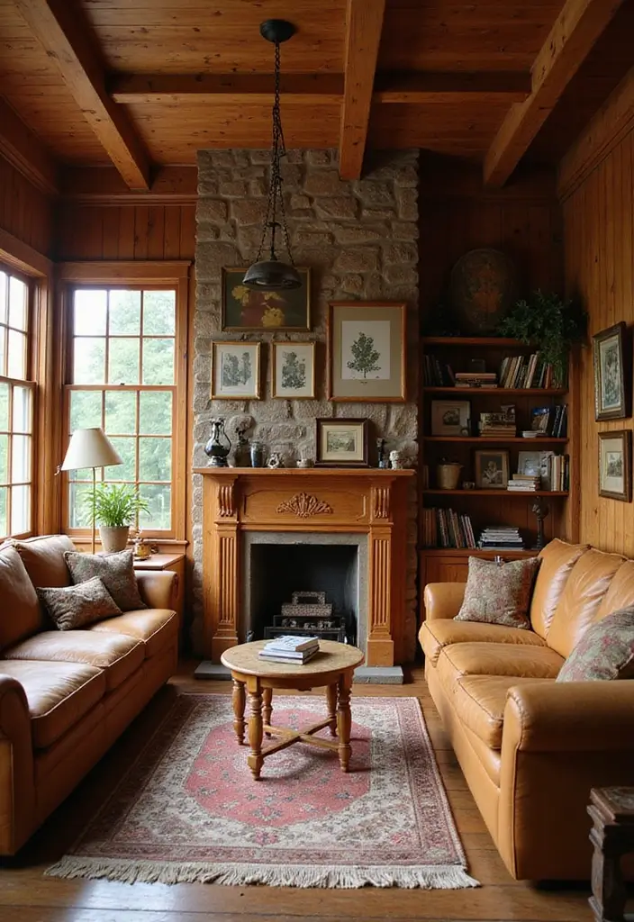 20 Warm Interior Design Ideas to Create Cozy Vintage Living Rooms You’ll Adore! - 10. Warm Wood Accents