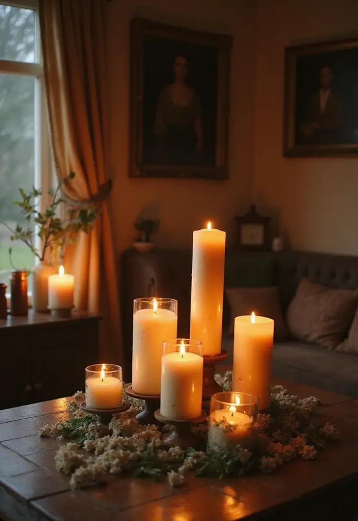 20 Warm Interior Design Ideas to Create Cozy Vintage Living Rooms You’ll Adore! - 15. Warmth of Candles