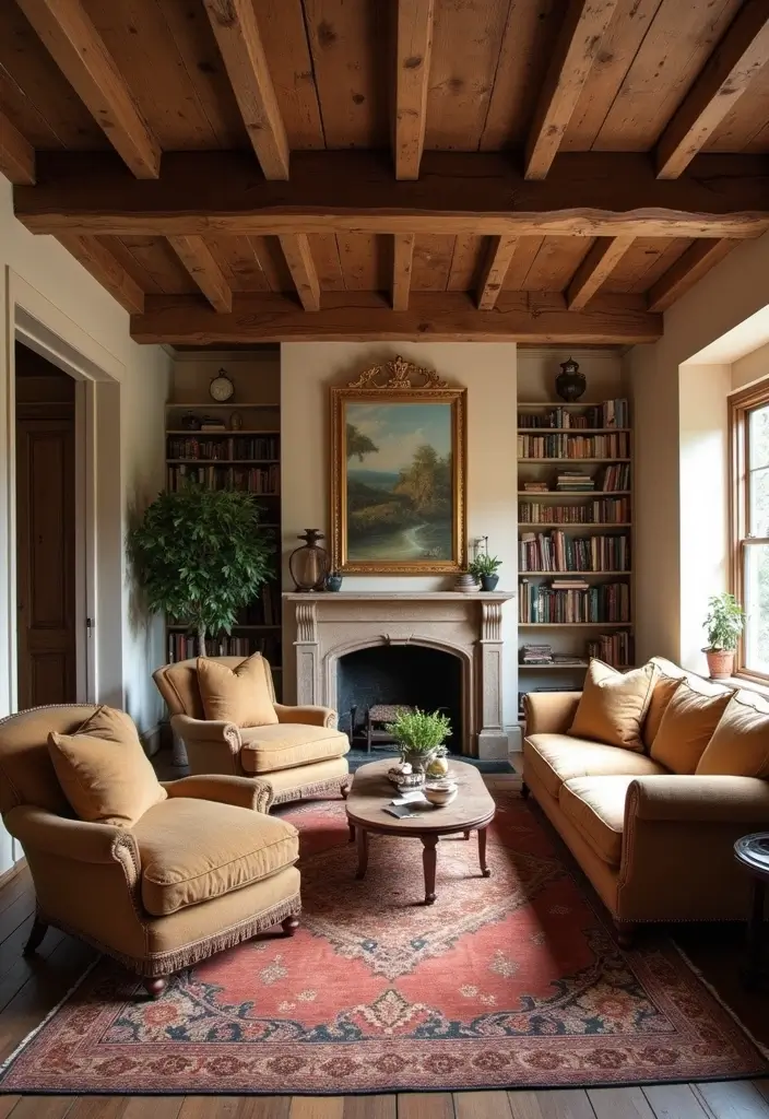 20 Warm Interior Design Ideas to Create Cozy Vintage Living Rooms You’ll Adore! - 18. Warm, Inviting Ceilings