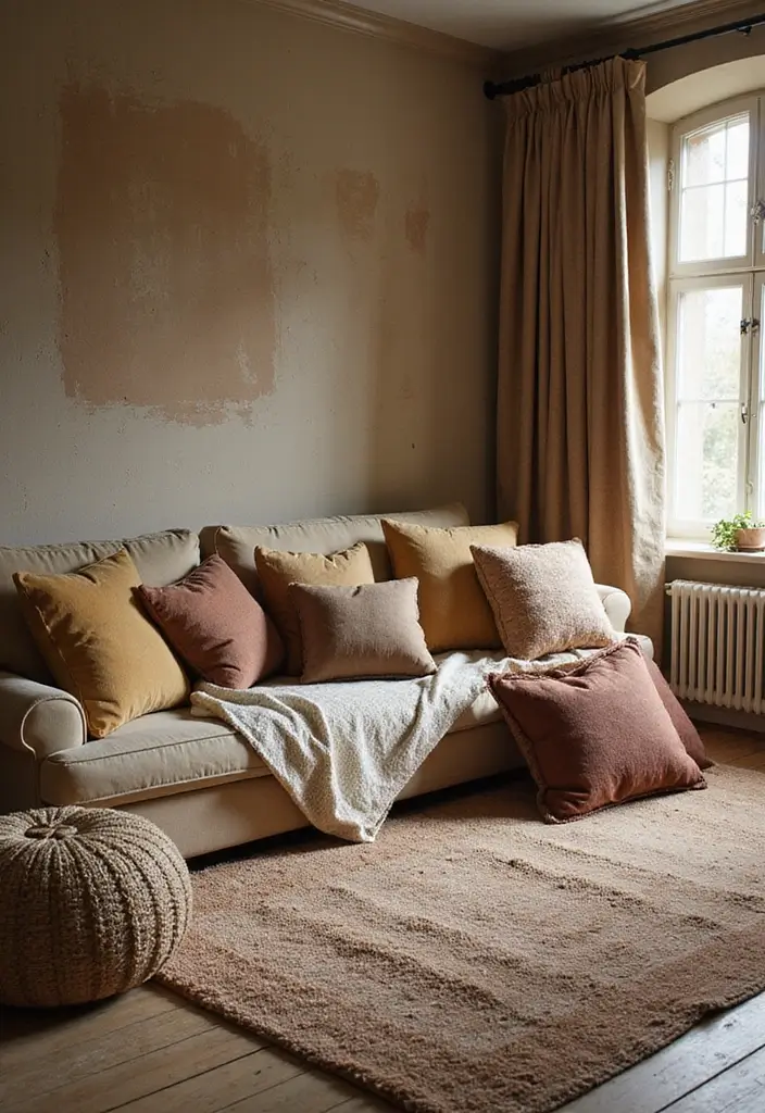 20 Warm Interior Design Ideas to Create Cozy Vintage Living Rooms You’ll Adore! - 3. Layered Textiles