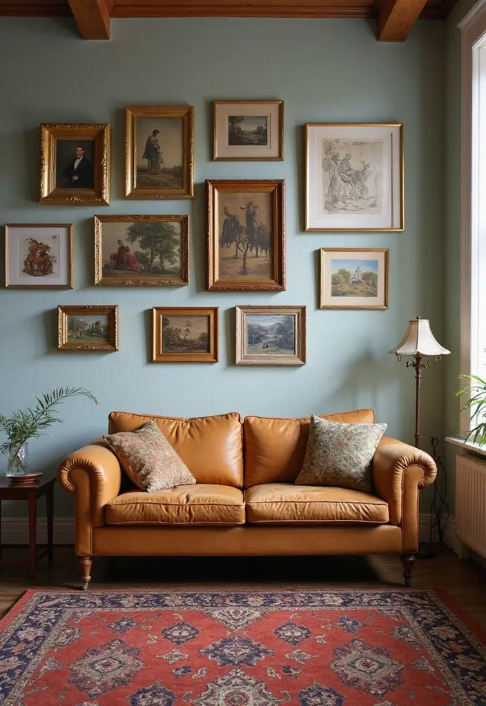 20 Warm Interior Design Ideas to Create Cozy Vintage Living Rooms You’ll Adore! - 4. Vintage Artwork