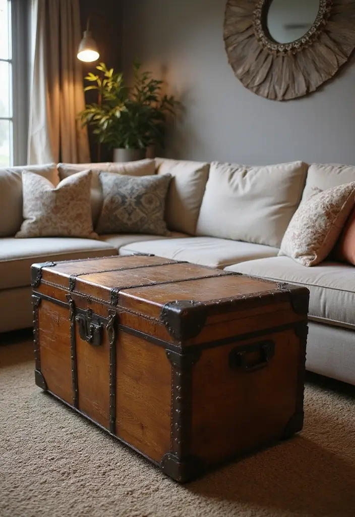 22 Vintage Decor Ideas That'll Add Rustic Charm to Your Home (You Won't Believe #11!) - 1. Antique Trunks as Coffee Tables