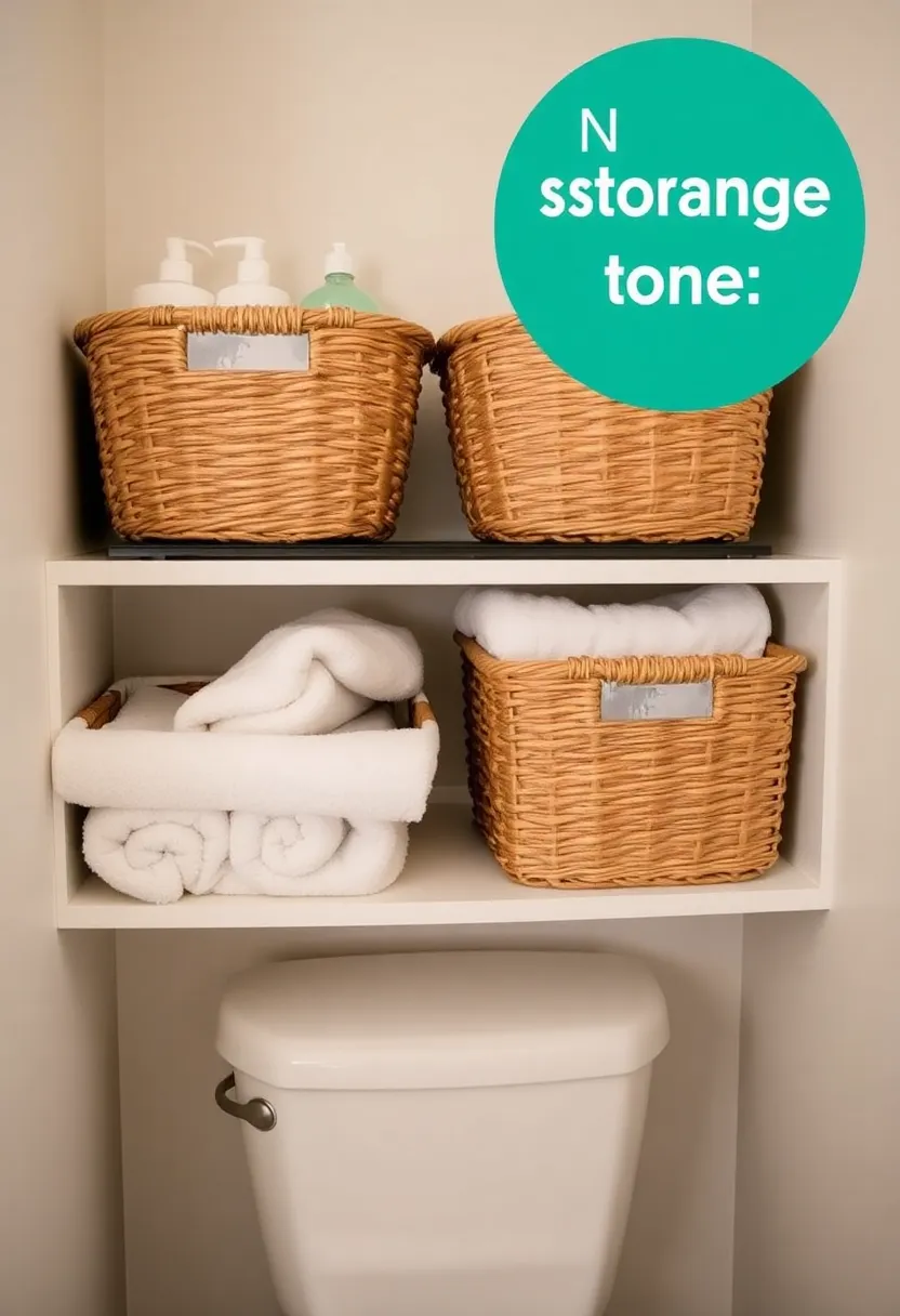 24 Bathroom Storage Hacks for Tiny Spaces That Will Change Your Life! - 10. Use Baskets for Hidden Storage