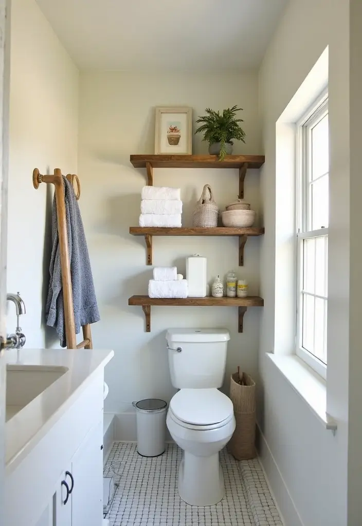 24 Bathroom Storage Hacks for Tiny Spaces That Will Change Your Life! - 8. Bathroom Ladder Shelves