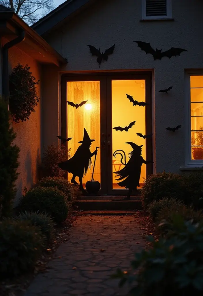 24 DIY Outdoor Halloween Decorations Under $20 That Will Bewitch Your Neighbors! - 1. Spooky Silhouettes