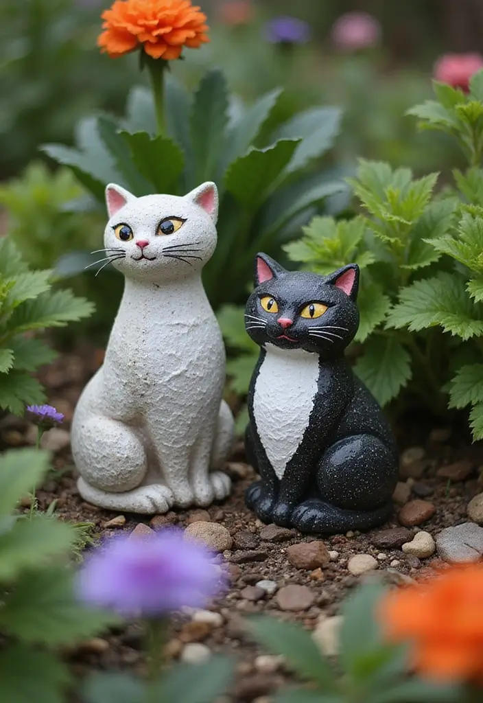 24 DIY Outdoor Halloween Decorations Under $20 That Will Bewitch Your Neighbors! - 12. Scaredy-Cat Statues