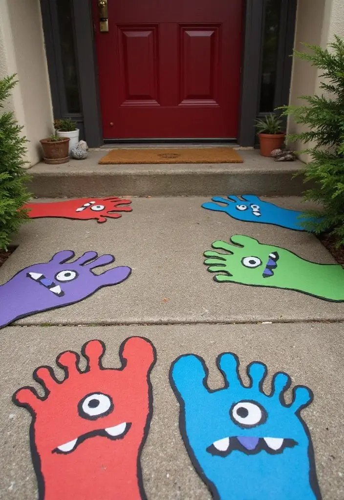 24 DIY Outdoor Halloween Decorations Under $20 That Will Bewitch Your Neighbors! - 15. Monster Footprints