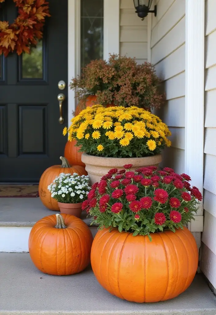 24 DIY Outdoor Halloween Decorations Under $20 That Will Bewitch Your Neighbors! - 2. Pumpkin Planters