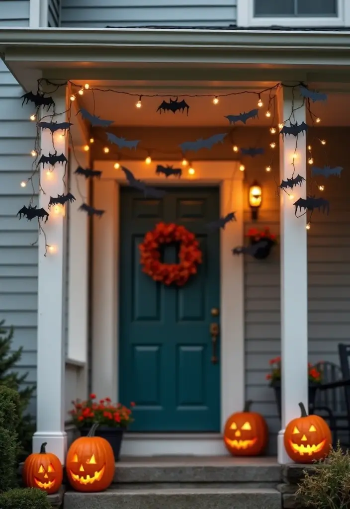 24 DIY Outdoor Halloween Decorations Under $20 That Will Bewitch Your Neighbors! - 23. Batty Garlands