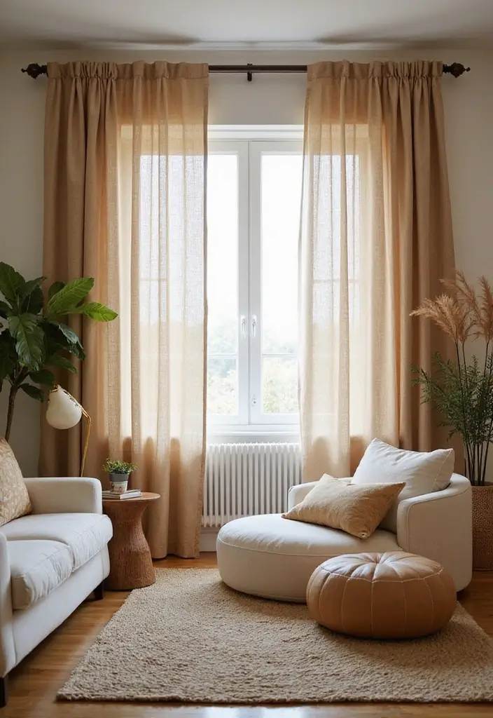 24 Living Room Curtains That Will Transform Your Space Into a Cozy Retreat! - 19. Natural Fiber Curtains