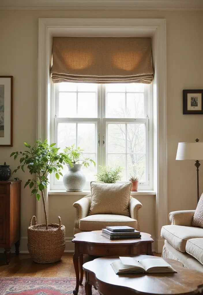 24 Living Room Curtains That Will Transform Your Space Into a Cozy Retreat! - 9. Classic Roman Shades