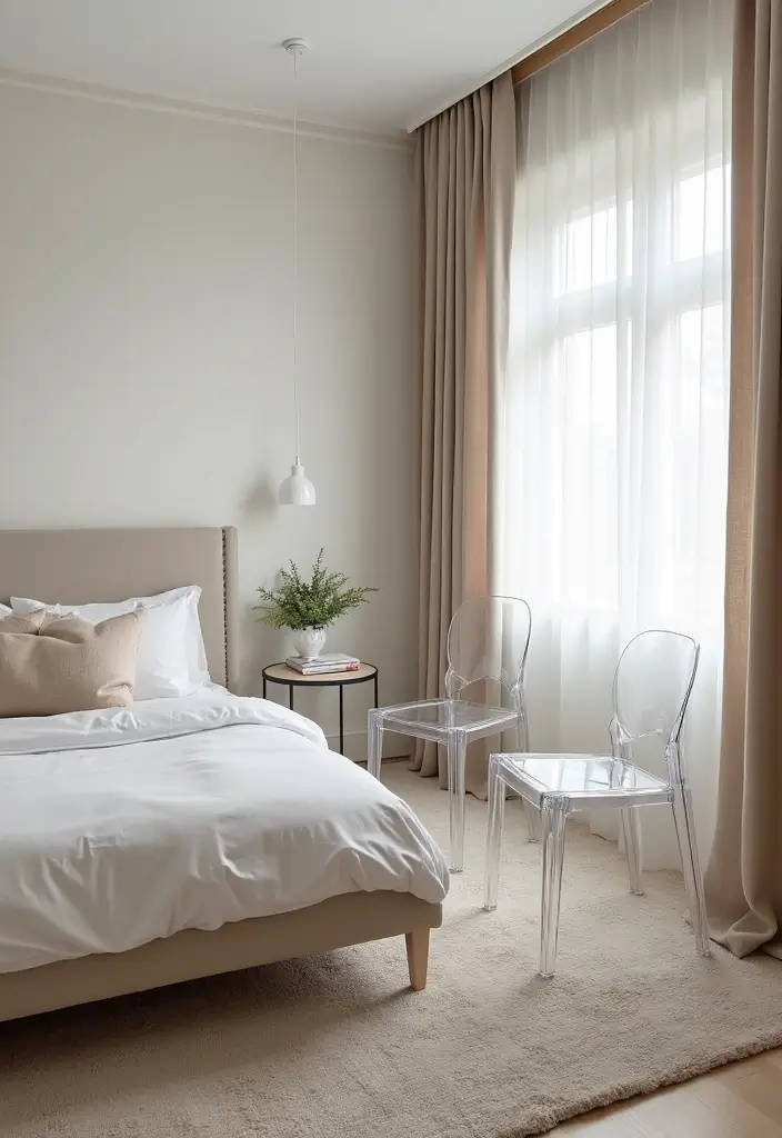 25 Aesthetic Small Bedroom Ideas That Maximize Space and Style (You Won't Believe #10!) - 17. Transparent Furniture
