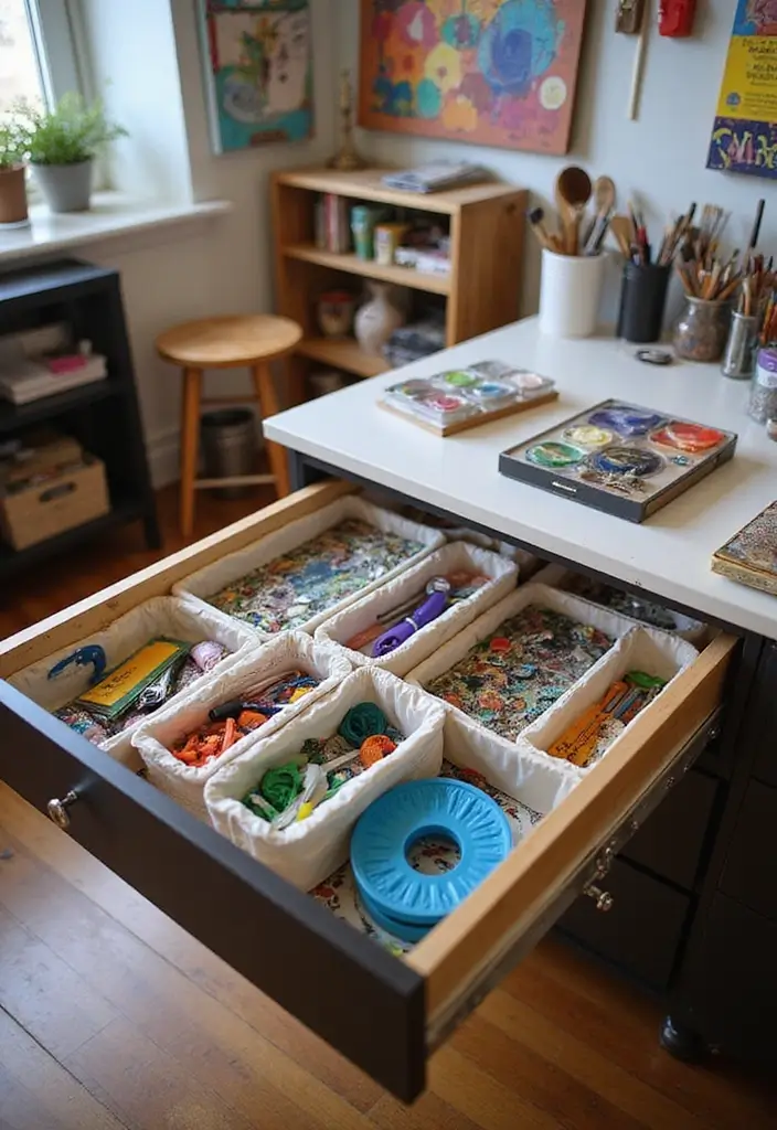 25 Artistic Storage Ideas That Will Transform Your Artist Bedroom Aesthetic! - 11. Desk Drawer Organizers