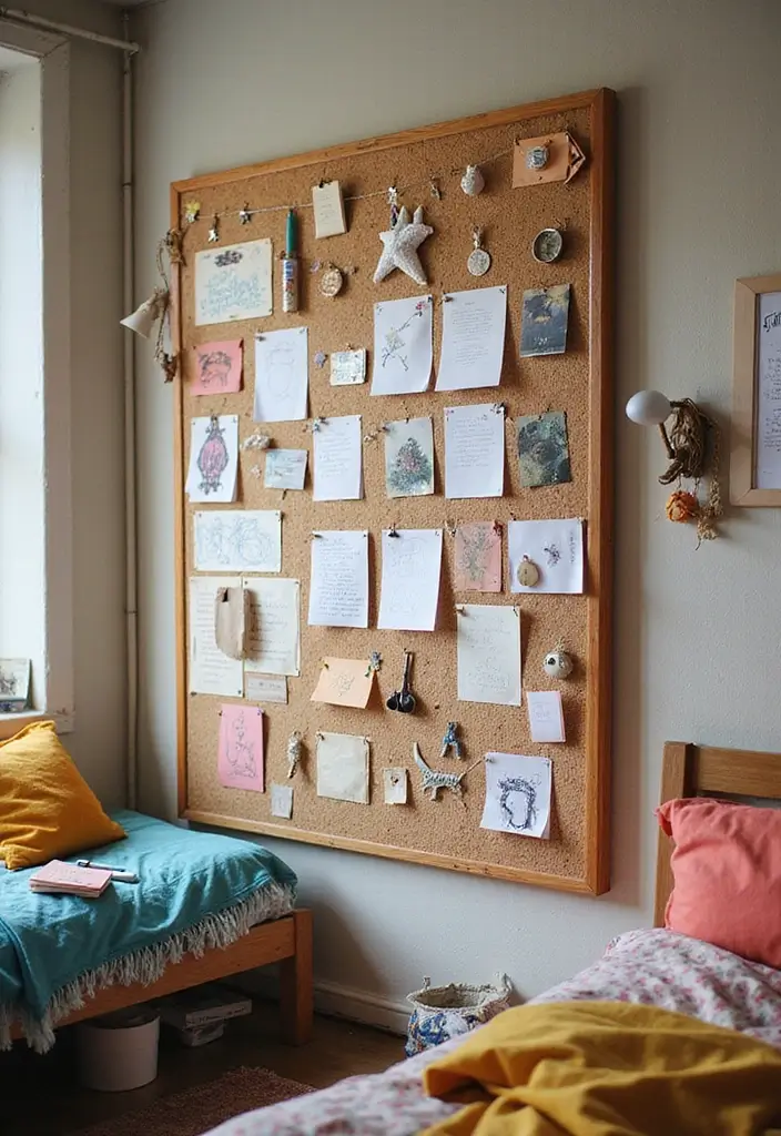 25 Artistic Storage Ideas That Will Transform Your Artist Bedroom Aesthetic! - 13. Corkboard Storage Solutions