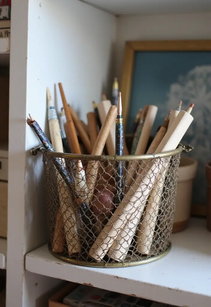 25 Artistic Storage Ideas That Will Transform Your Artist Bedroom Aesthetic! - 15. Wire Baskets for Storage