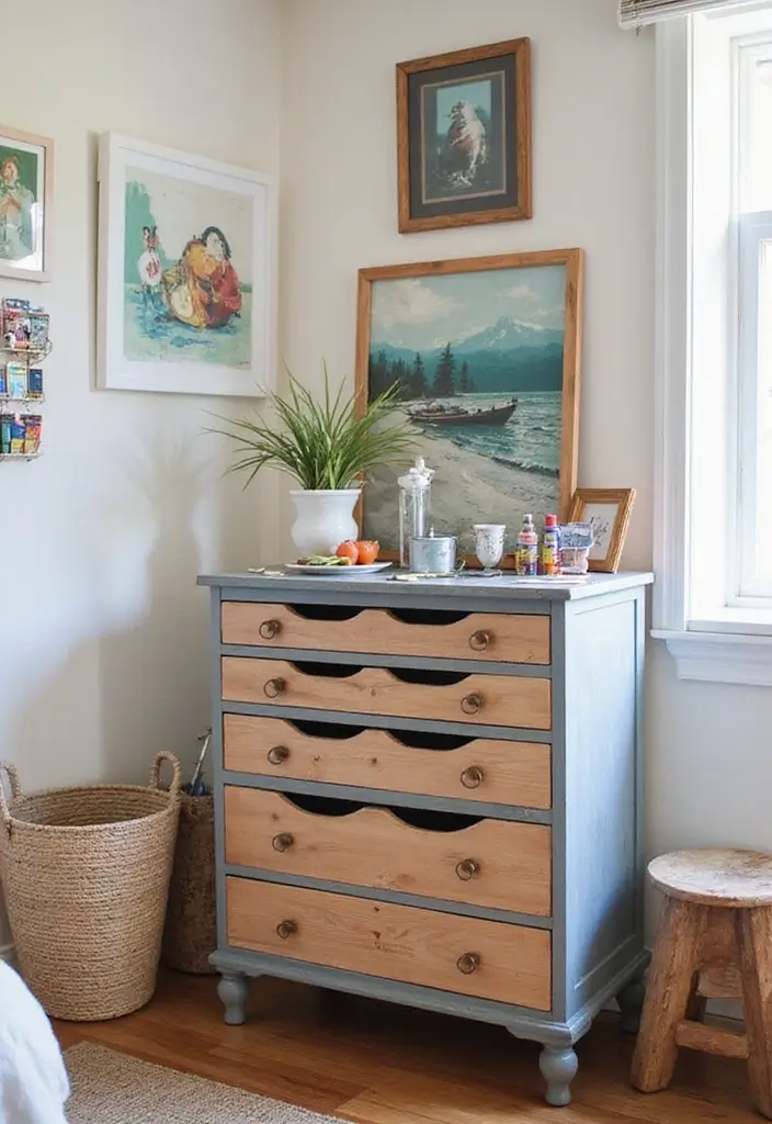 25 Artistic Storage Ideas That Will Transform Your Artist Bedroom Aesthetic! - 21. Upcycled Furniture Storage
