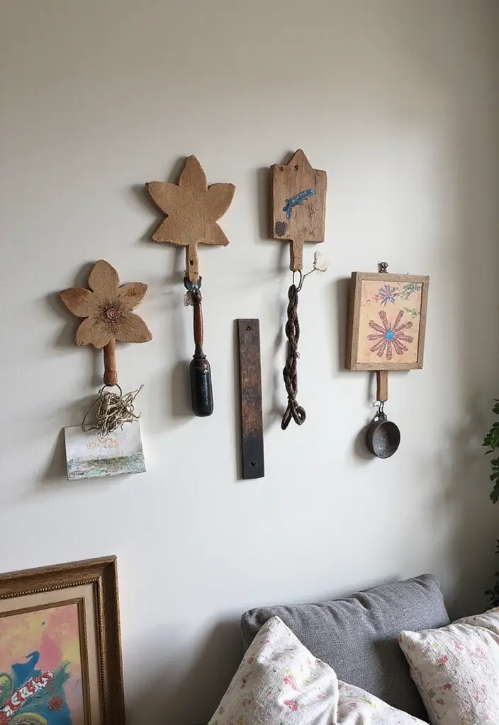 25 Artistic Storage Ideas That Will Transform Your Artist Bedroom Aesthetic! - 24. Decorative Wall Hooks
