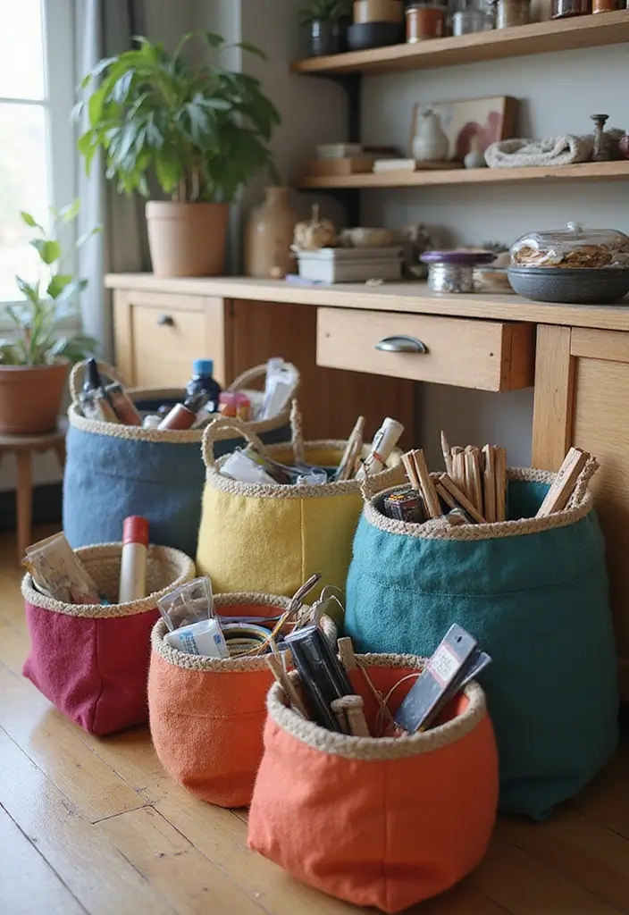 25 Artistic Storage Ideas That Will Transform Your Artist Bedroom Aesthetic! - 8. Stylish Fabric Baskets