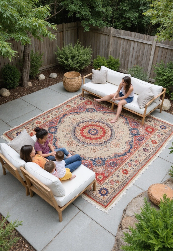 25 Best Outdoor Decor Ideas for Quality Family Time (You Won't Believe #8!) - 13. Stylish Outdoor Rugs