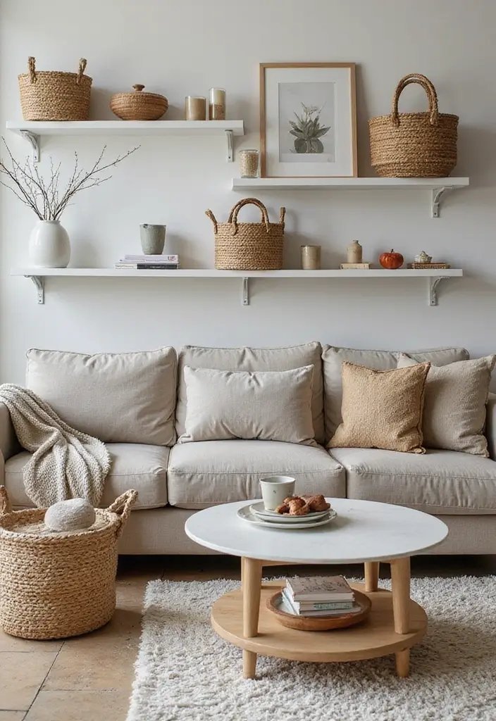 25 Boho Mid Century Modern Living Room Ideas You'll Want to Steal! - 12. Functional Storage Solutions