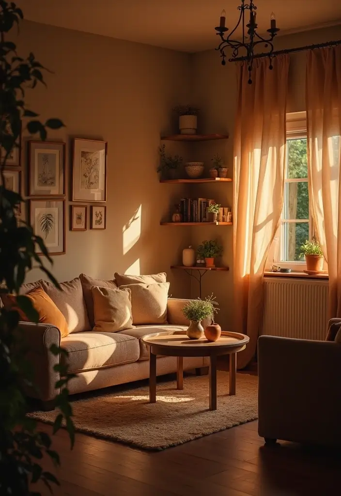 25 Boho Mid Century Modern Living Room Ideas You'll Want to Steal! - 18. Soft, Ambient Lighting